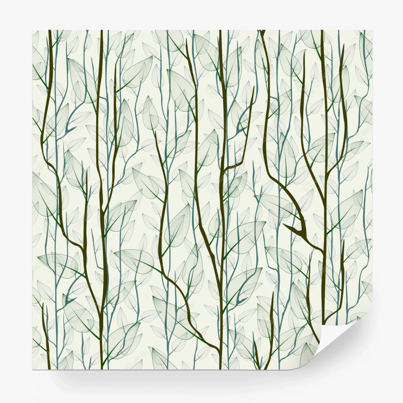 Fototapete zartes muster mit blättern und zweigen