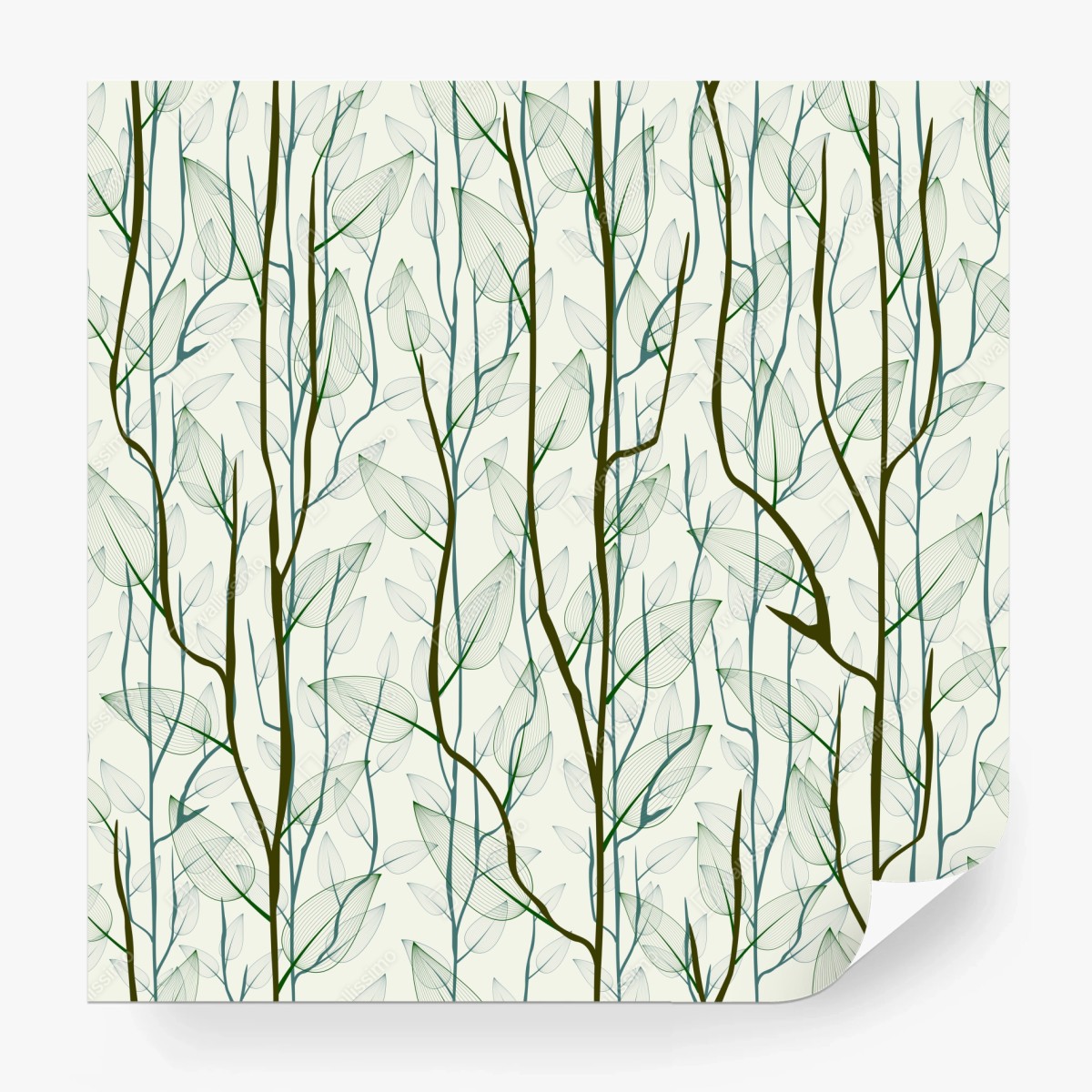 Fototapete zartes muster mit blättern und zweigen – Wallnifity®