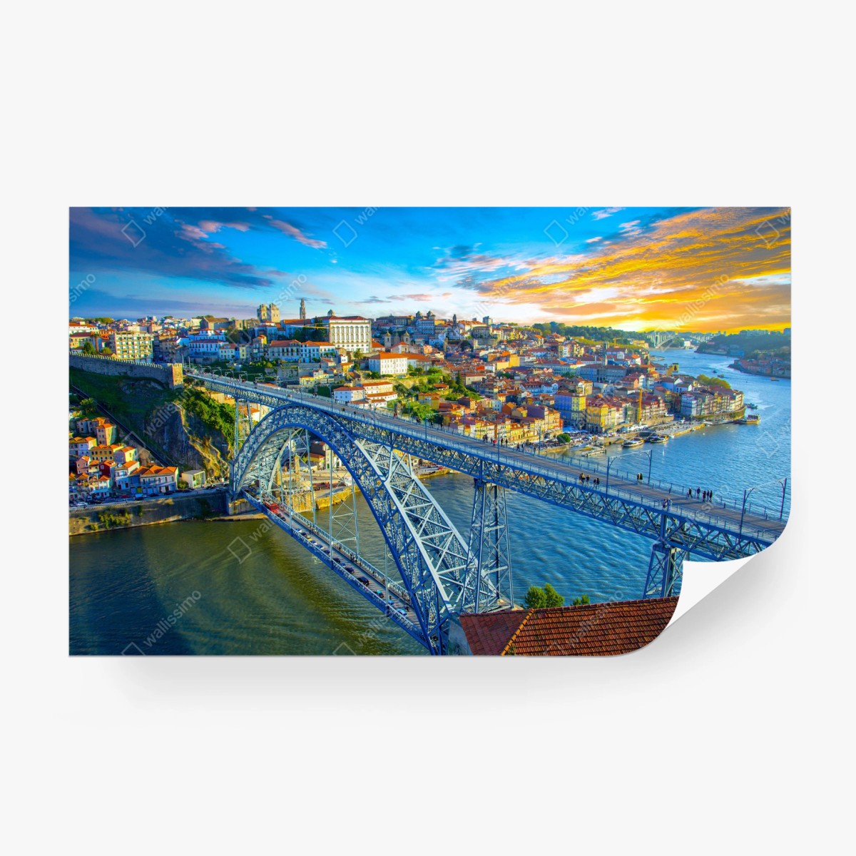 Fototapete sonnige Porto-stadtansicht mit brücke – Wallnifity®