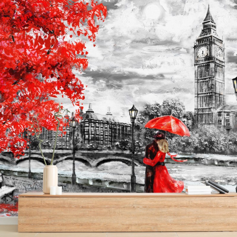 Fototapete romantischer regnerischer abend in London – Wallnifity®