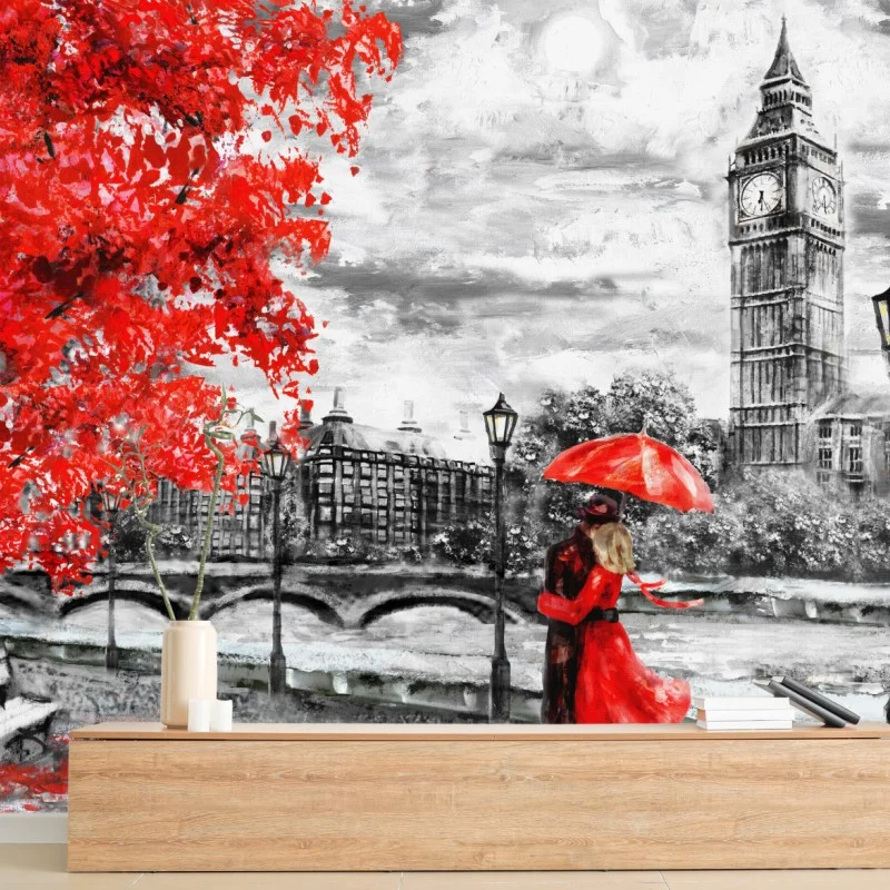 Fototapete romantischer regnerischer abend in London – Wallnifity®