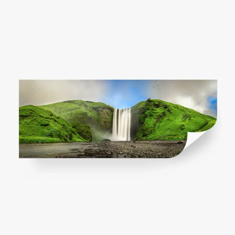 Fototapete panorama des wasserfalls Skogafoss