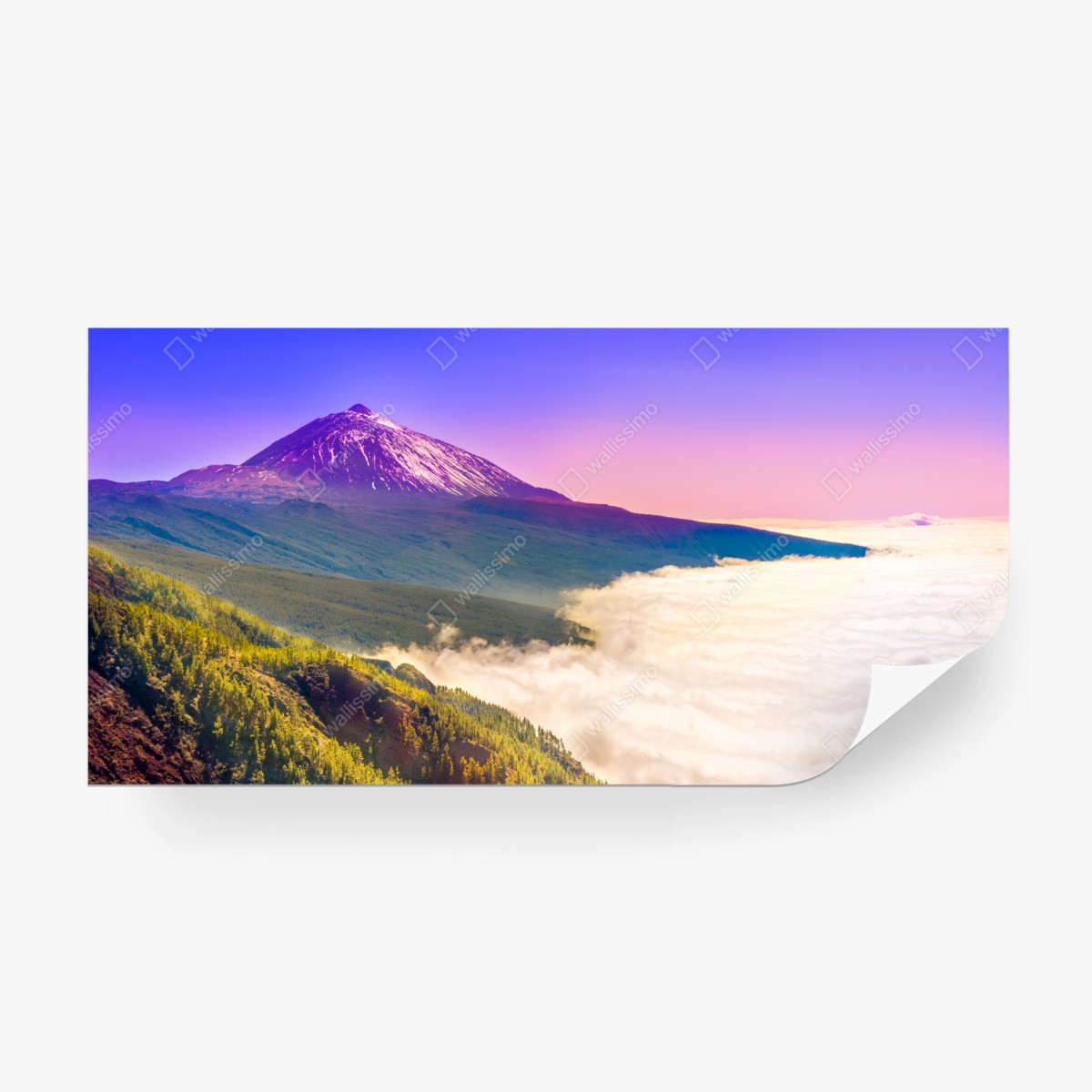 Fototapete vulkanischer gipfel Teide über einem meer aus wolken – Wallnifity®