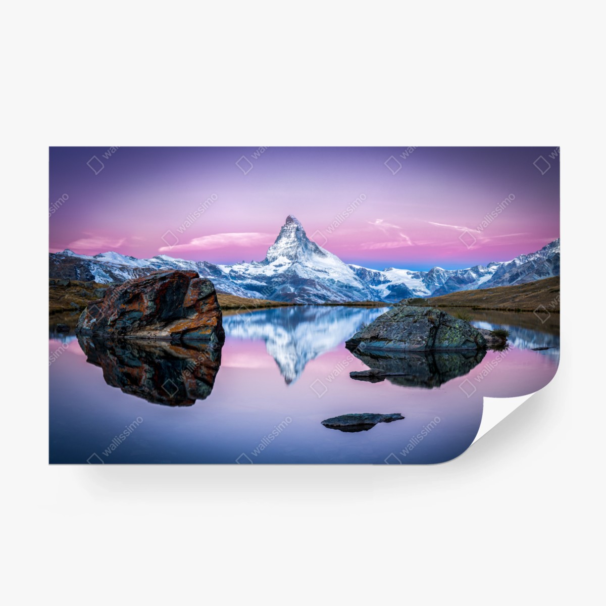 Fototapete majestätischer alpenberg gespiegelt im ruhigen see – Wallnifity®