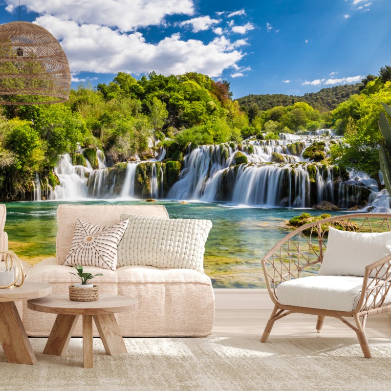 Fototapete ruhiger wasserfall Skradinski Buk im Krka Nationalpark – Wallnifity®