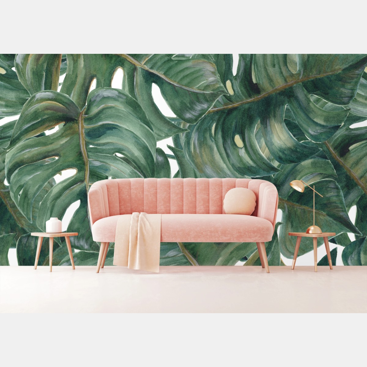 Fototapete monstera blätter in aquarell – Wallnifity®