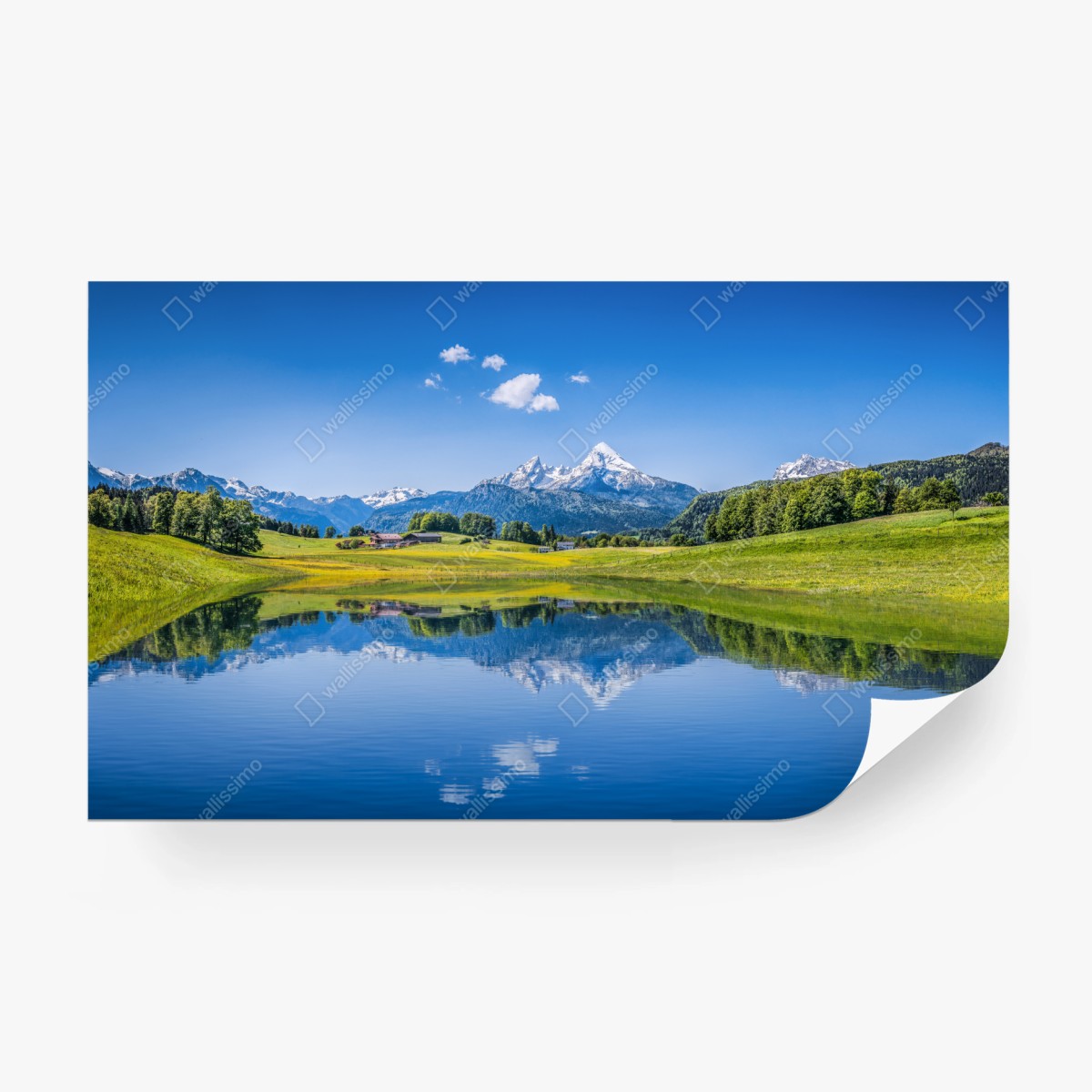 Fototapete alpine spiegelung: ruhige berglandschaft – Wallnifity®
