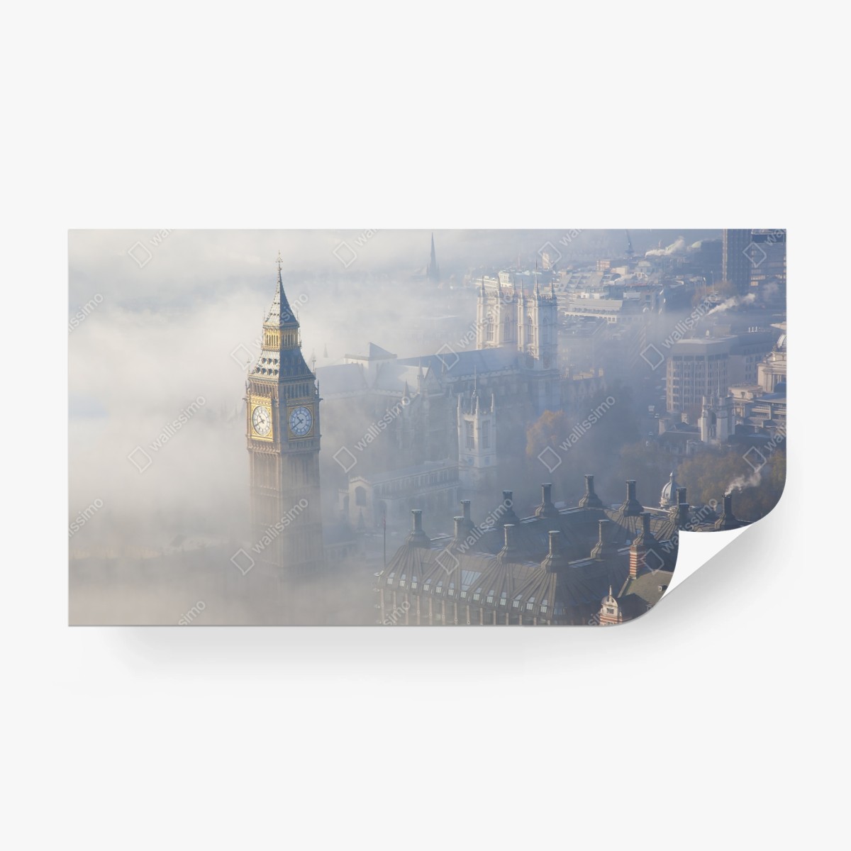 Fototapete neblige luftaufnahme von Big Ben und Palace of Westminster – Wallnifity®