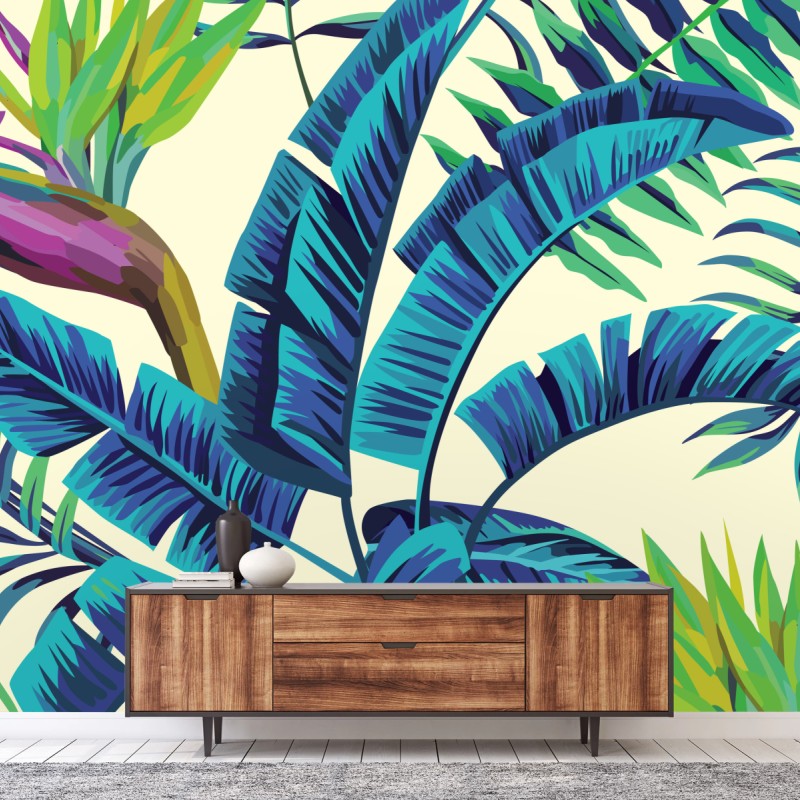 Fototapete tropische türkisblätter – Wallnifity®