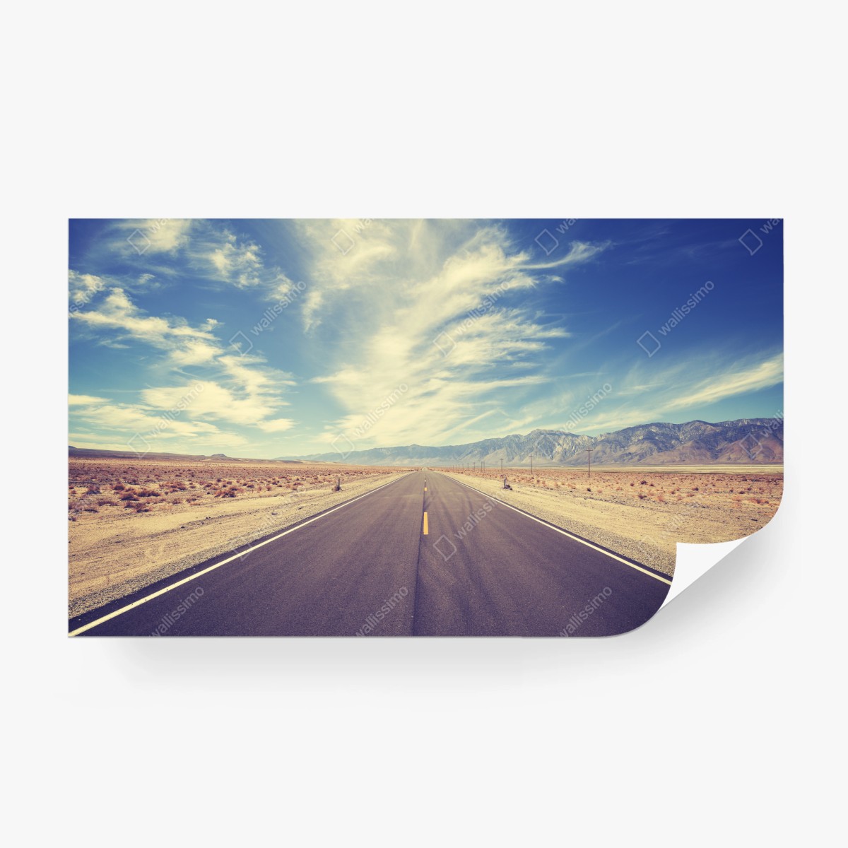 Fototapete vintage landstraße unter weitem himmel – Wallnifity®