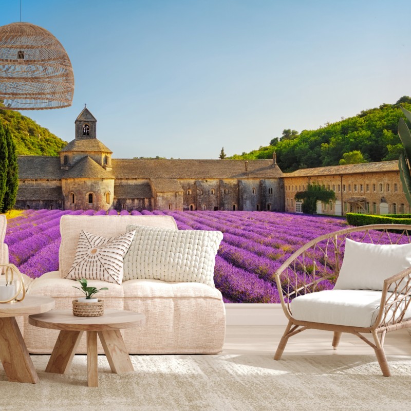 Fototapete lavendelfelder bei Abtei Sénanque, Provence – Wallnifity®