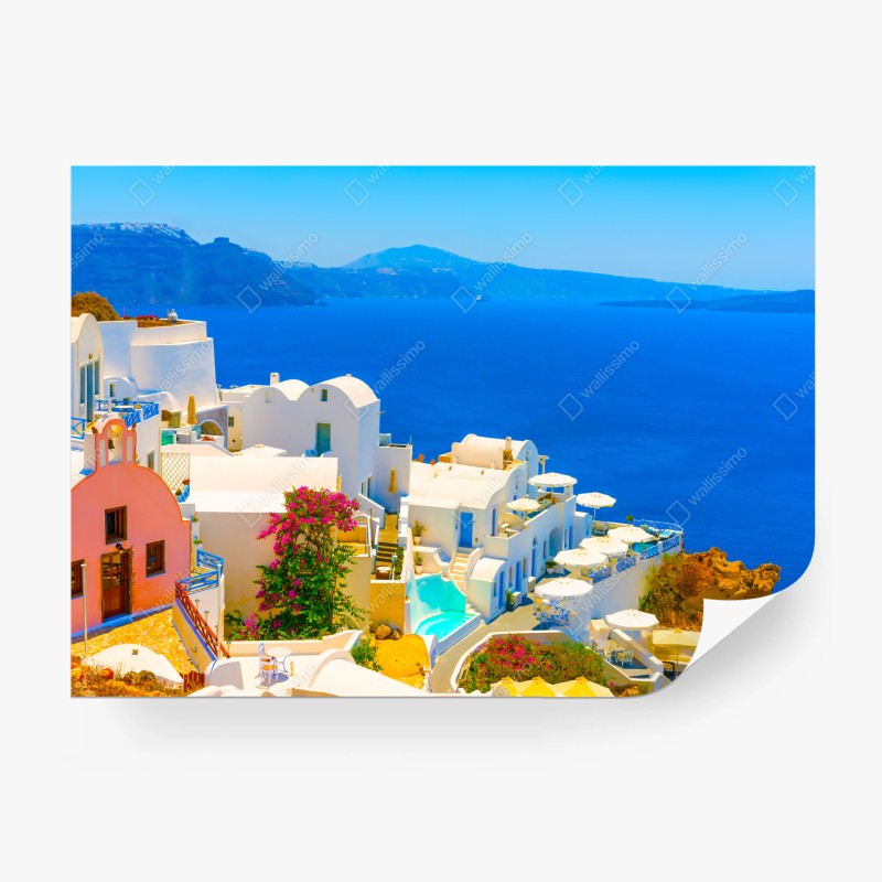 Fototapete tropische bungalows über dem wasser am türkisblauen meer – Wallnifity®