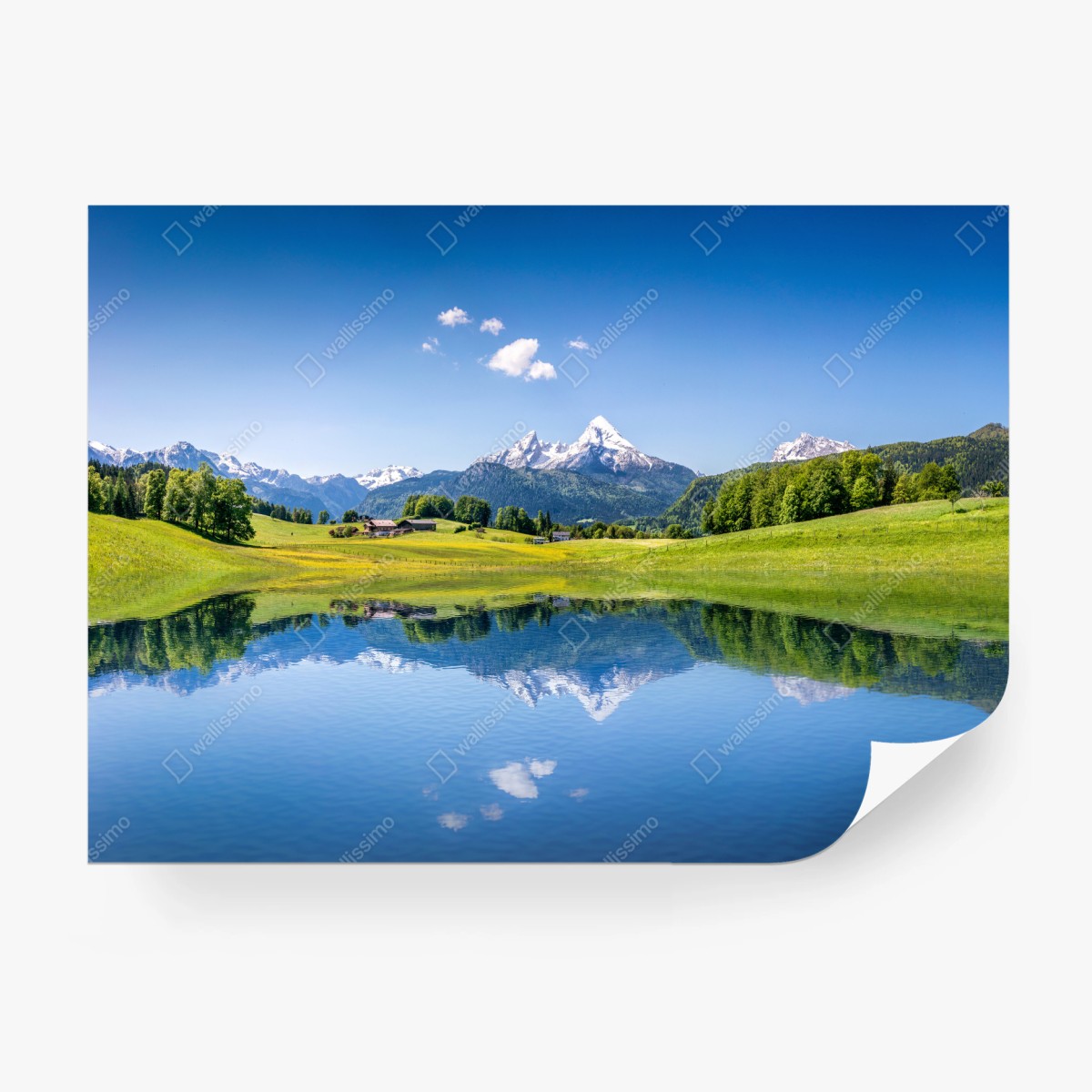 Fototapete alpenpanorama mit spiegelung im see – Wallnifity®