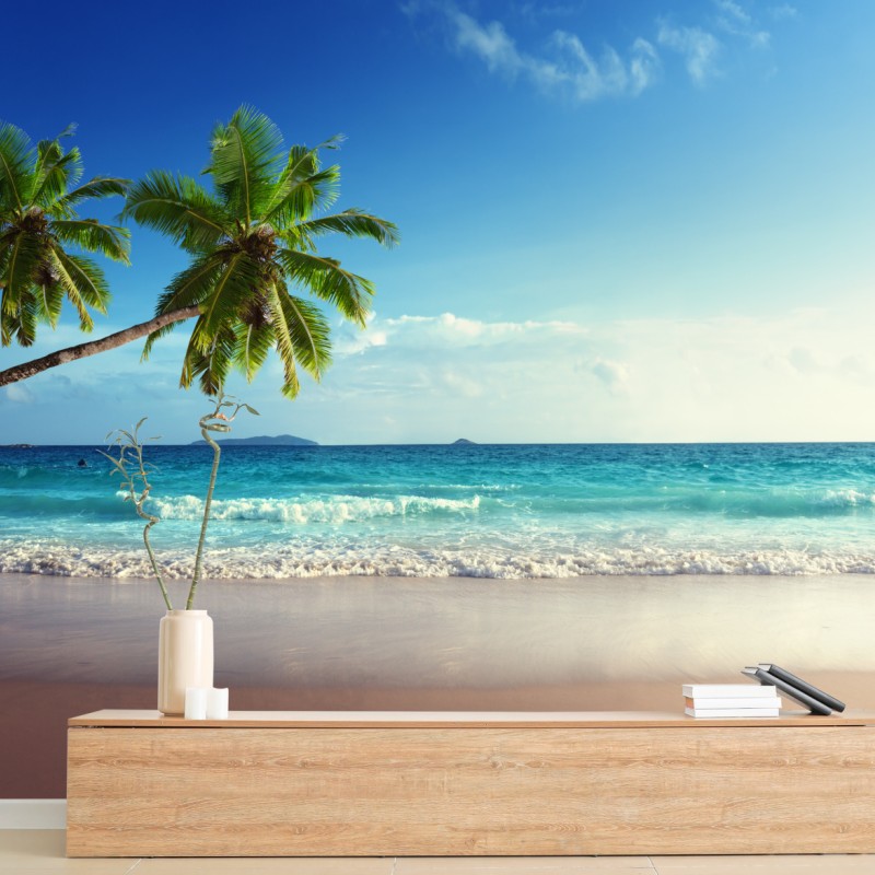 Fototapete tropischer Karibikstrand bei sonnenuntergang – Wallnifity®
