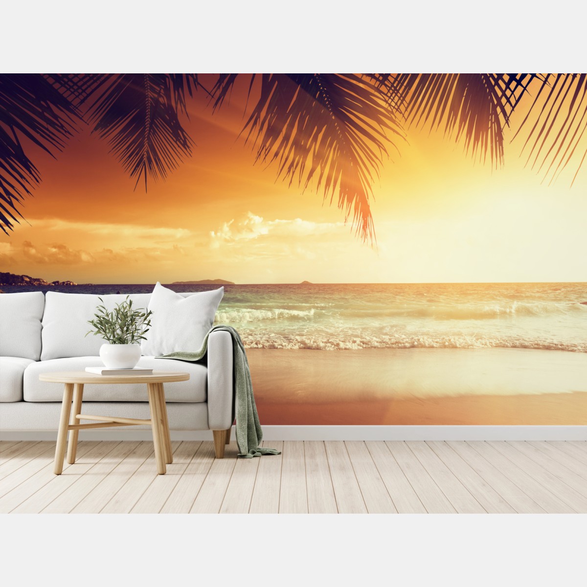 Fototapete strand bei sonnenuntergang in der Karibik – Wallnifity®