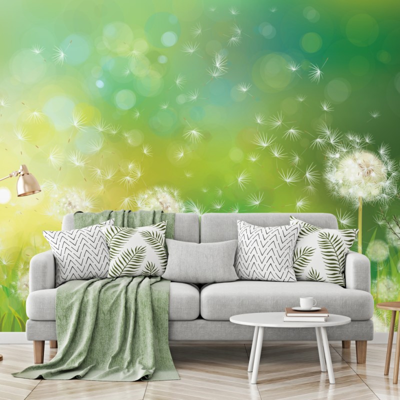 Fototapete frühlingswiese mit löwenzahn – Wallnifity®