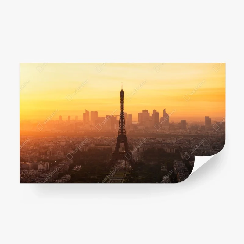 Fototapete Paris sonnenuntergang mit Eiffelturm