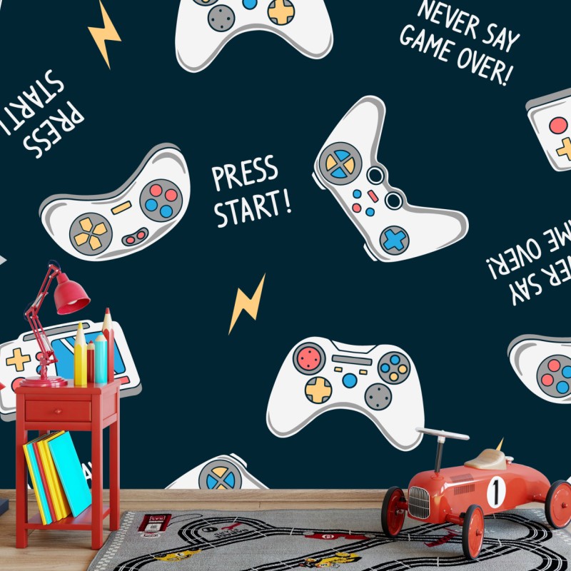 Fototapete retro-muster mit gamepads – Wallnifity®