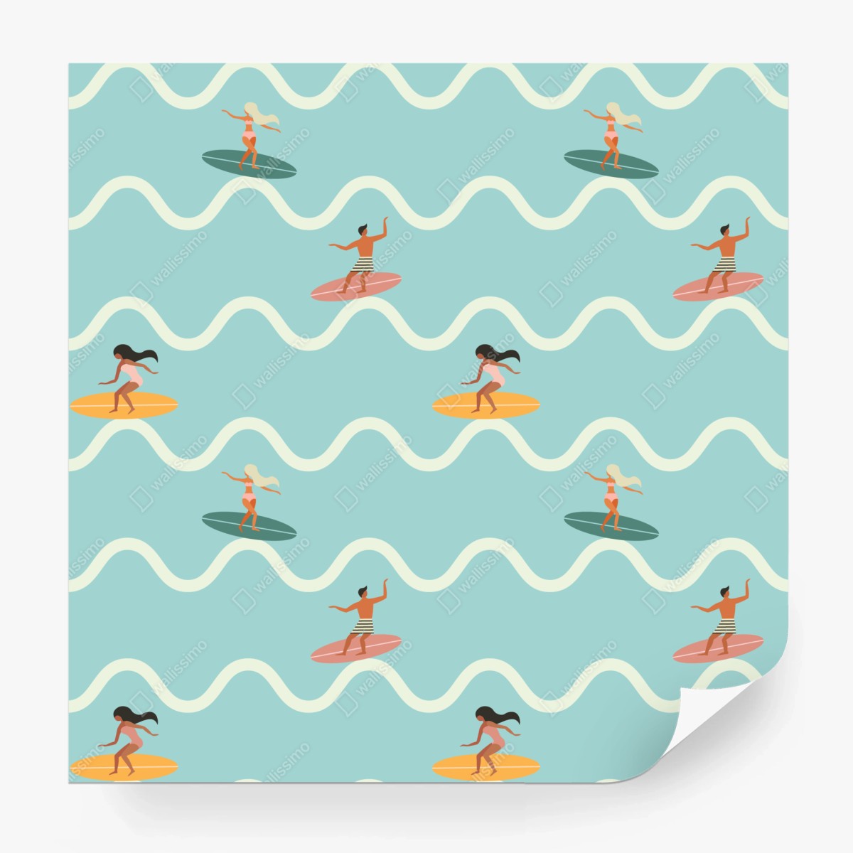 Fototapete surfer auf türkisfarbenen wellen – Wallnifity®