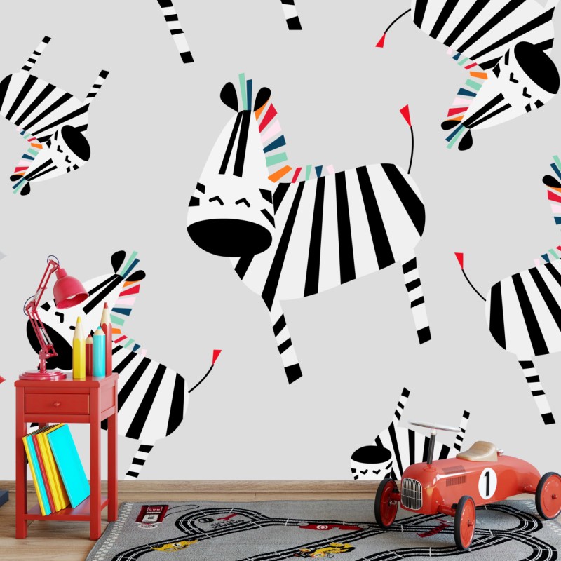 Fototapete verspieltes zebramuster mit streifen – Wallnifity®