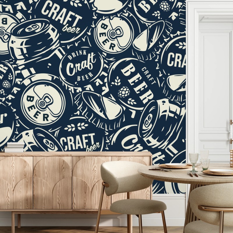 Fototapete muster mit craft-bier kronkorken – Wallnifity®