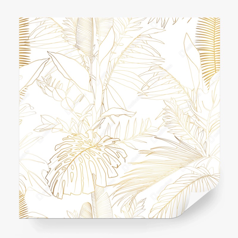 Fototapete türkiswellenmuster mit goldlinien – Wallnifity®