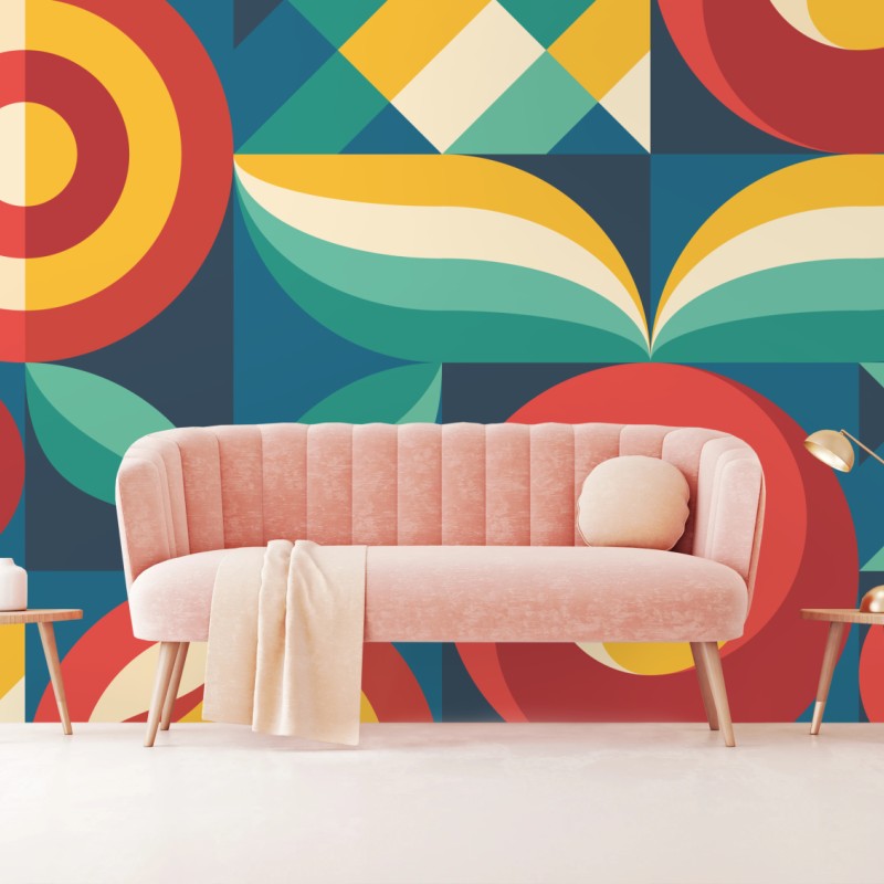 Fototapete lebhaftes geometrisches blumenmuster – Wallnifity®