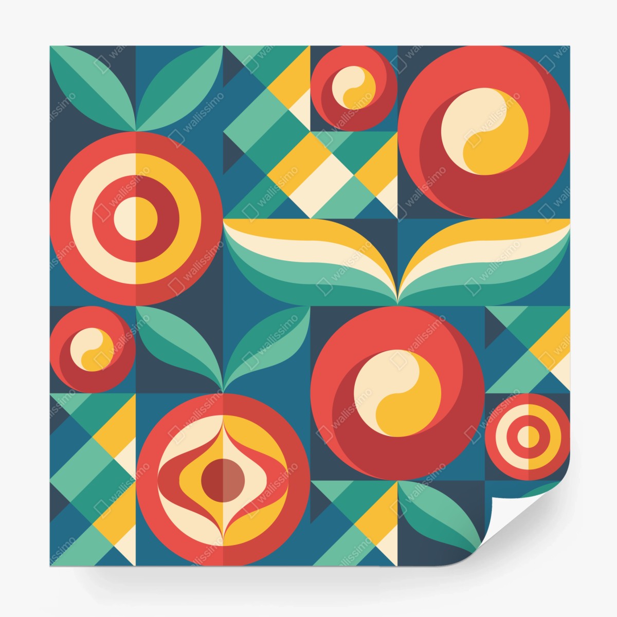 Fototapete lebhaftes geometrisches blumenmuster – Wallnifity®