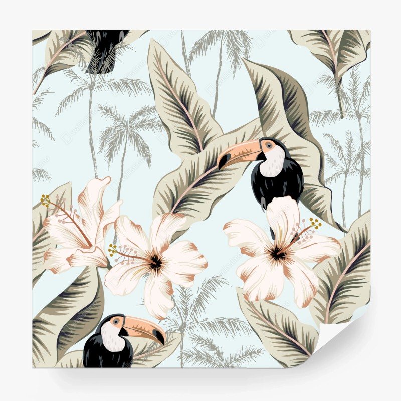 Fototapete tropischer sonnenuntergang am strand mit palmensilhouetten – Wallnifity®