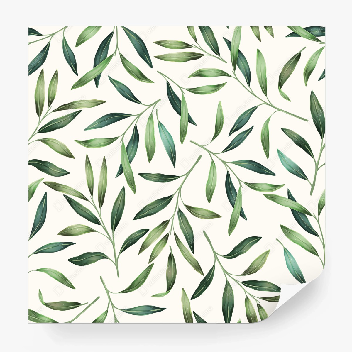 Fototapete grünes aquarell blättermuster – Wallnifity®