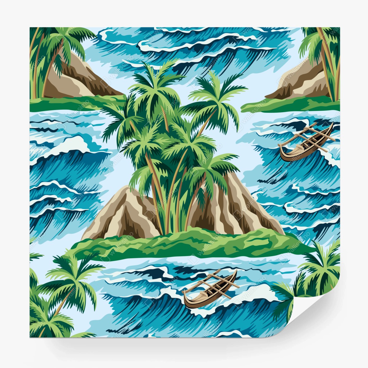 Fototapete tropische insel mit wellen – Wallnifity®