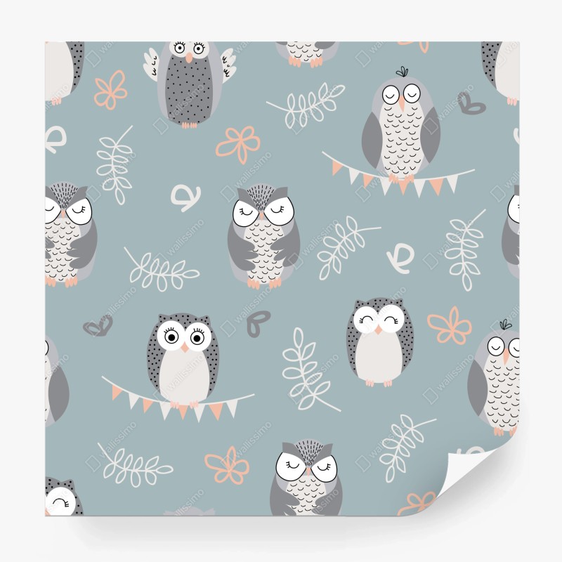 Fototapete türkis-goldenes botanisches blättermuster – Wallnifity®