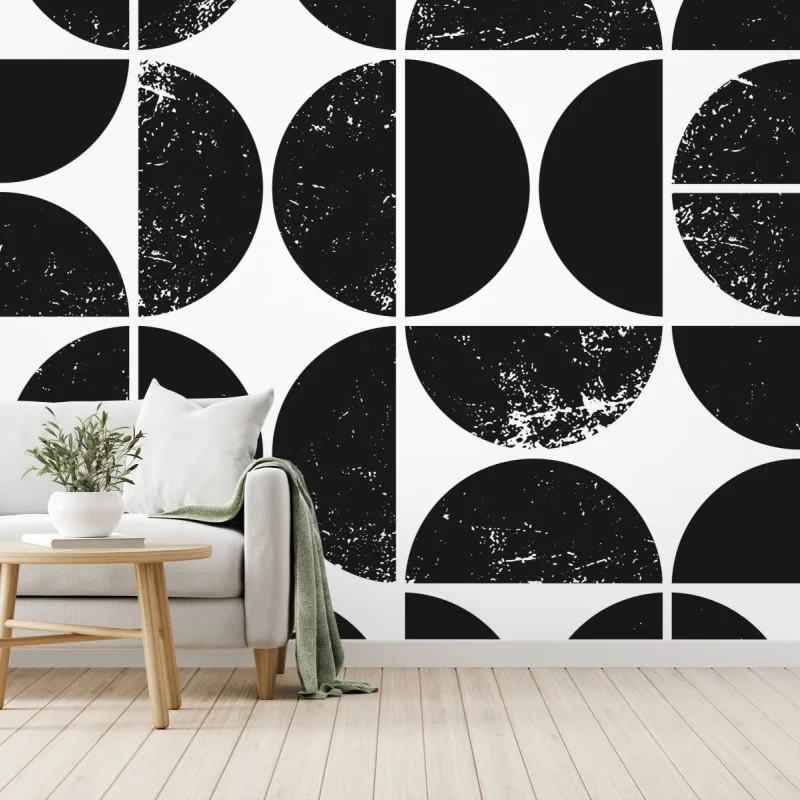 Fototapete schwarzes geometrisches kreismuster