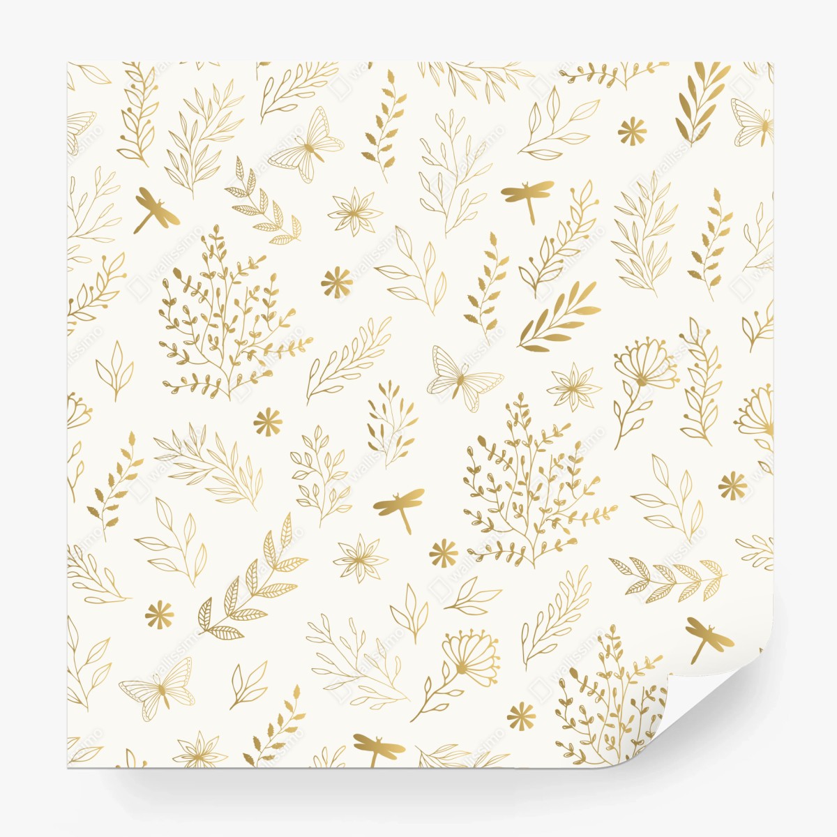 Fototapete goldenes botanisches muster – Wallnifity®