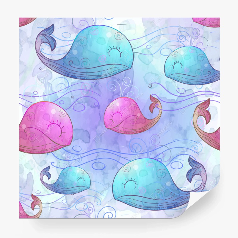 Fototapete aquarellmuster mit vögeln und rosen – Wallnifity®