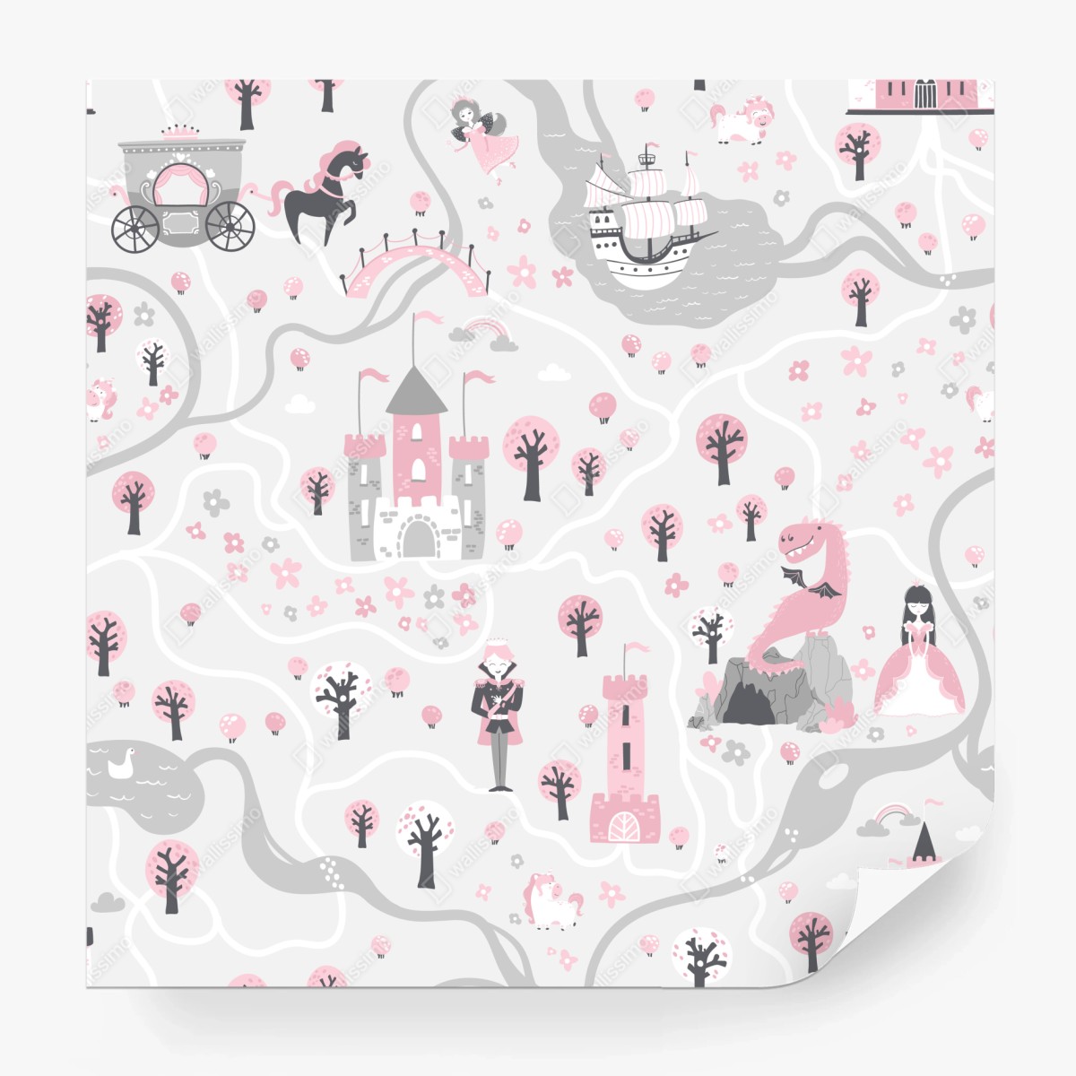 Fototapete pastell märchenkarte – Wallnifity®