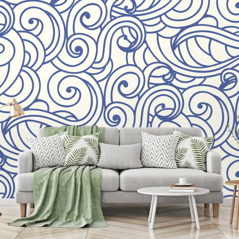 Fototapete nahtloses blaues wirbelmuster – Wallnifity®