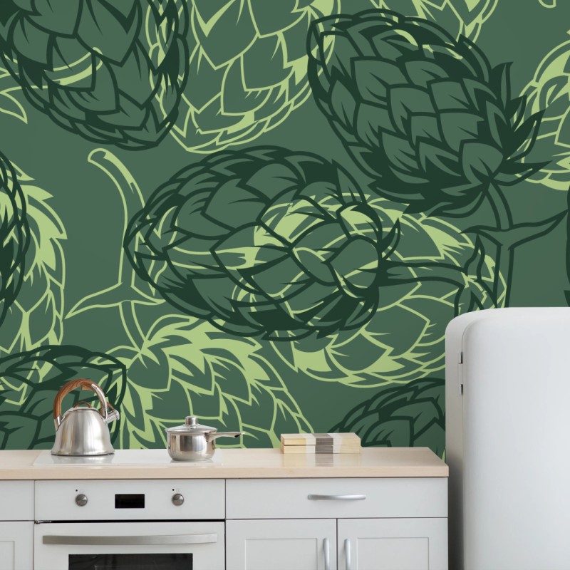 Fototapete grünes hopfenmuster – Wallnifity®