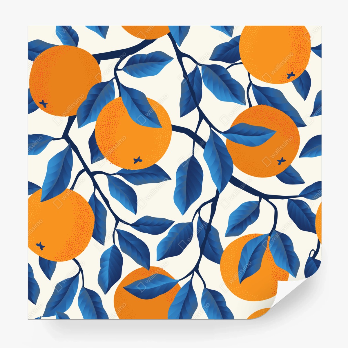 Fototapete kräftiges zitrusmuster in orange und blau – Wallnifity®