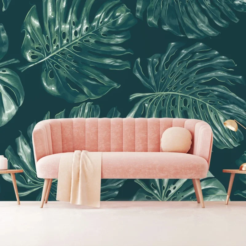 Fototapete tropisches monstera-blattmuster – Wallnifity® Fototapete tropisches monstera-blattmuster – Wallnifity®