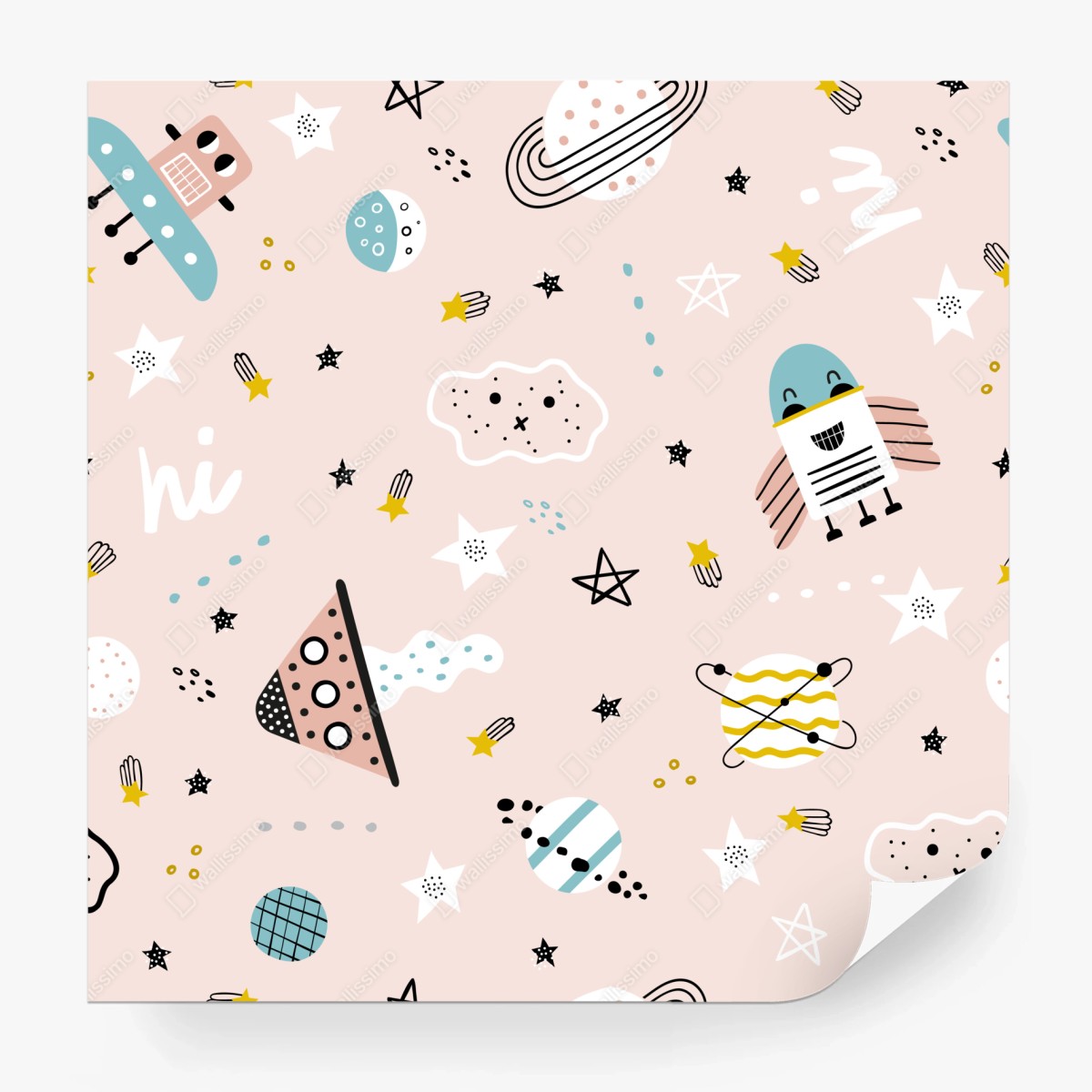Fototapete verspieltes pastell-weltraummuster für kinder – Wallnifity®
