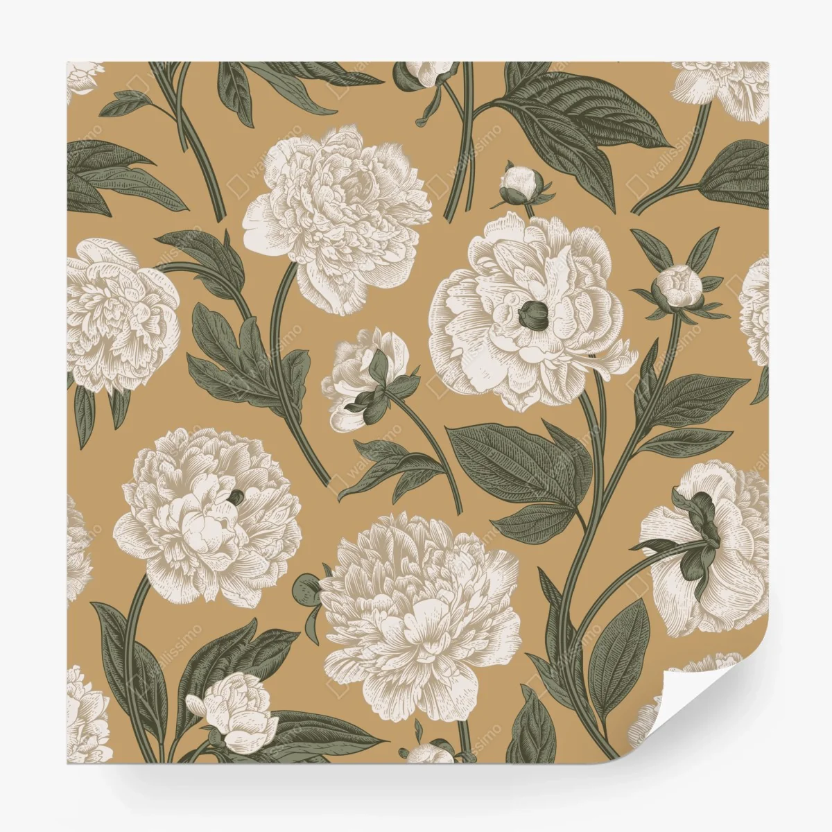 Fototapete vintage botanisches muster mit pfingstrosen – Wallnifity® Fototapete vintage botanisches muster mit pfingstrosen – Wallnifity®