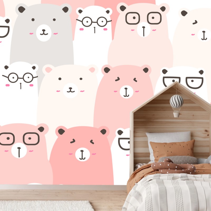Fototapete pastell bärenmuster für das kinderzimmer – Wallnifity®