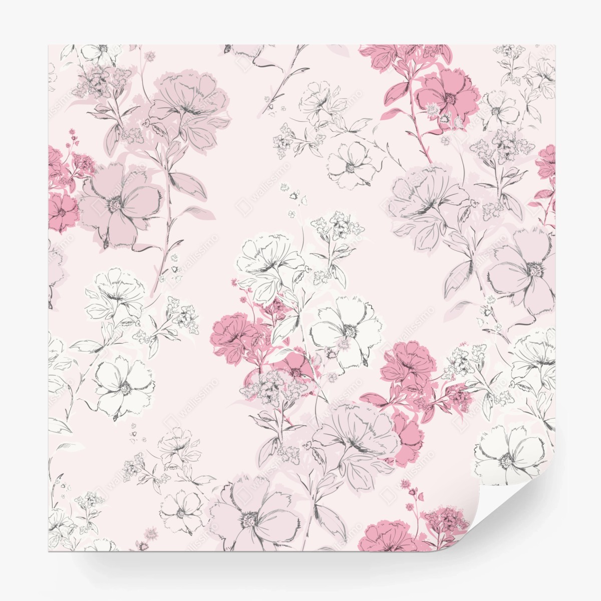 Fototapete zartes rosa blumenmuster – Wallnifity®