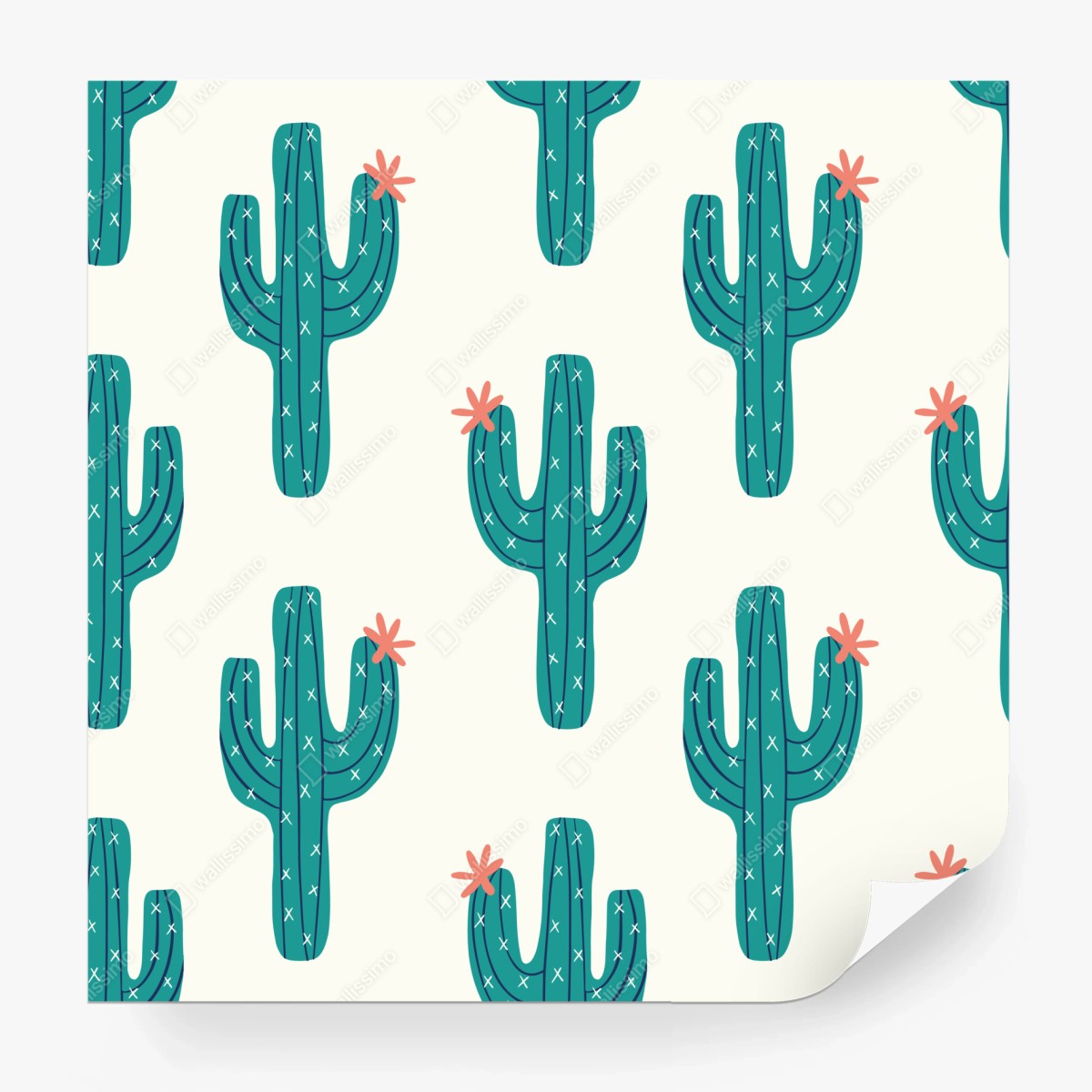 Fototapete verspieltes türkis kaktusmuster – Wallnifity®