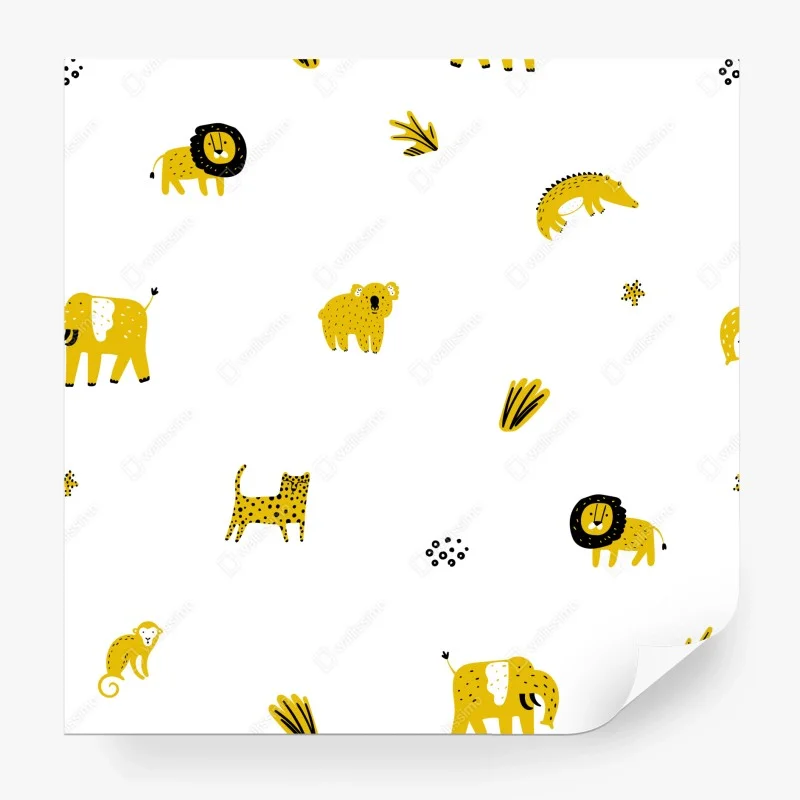 Fototapete türkis-goldenes botanisches blättermuster – Wallnifity®