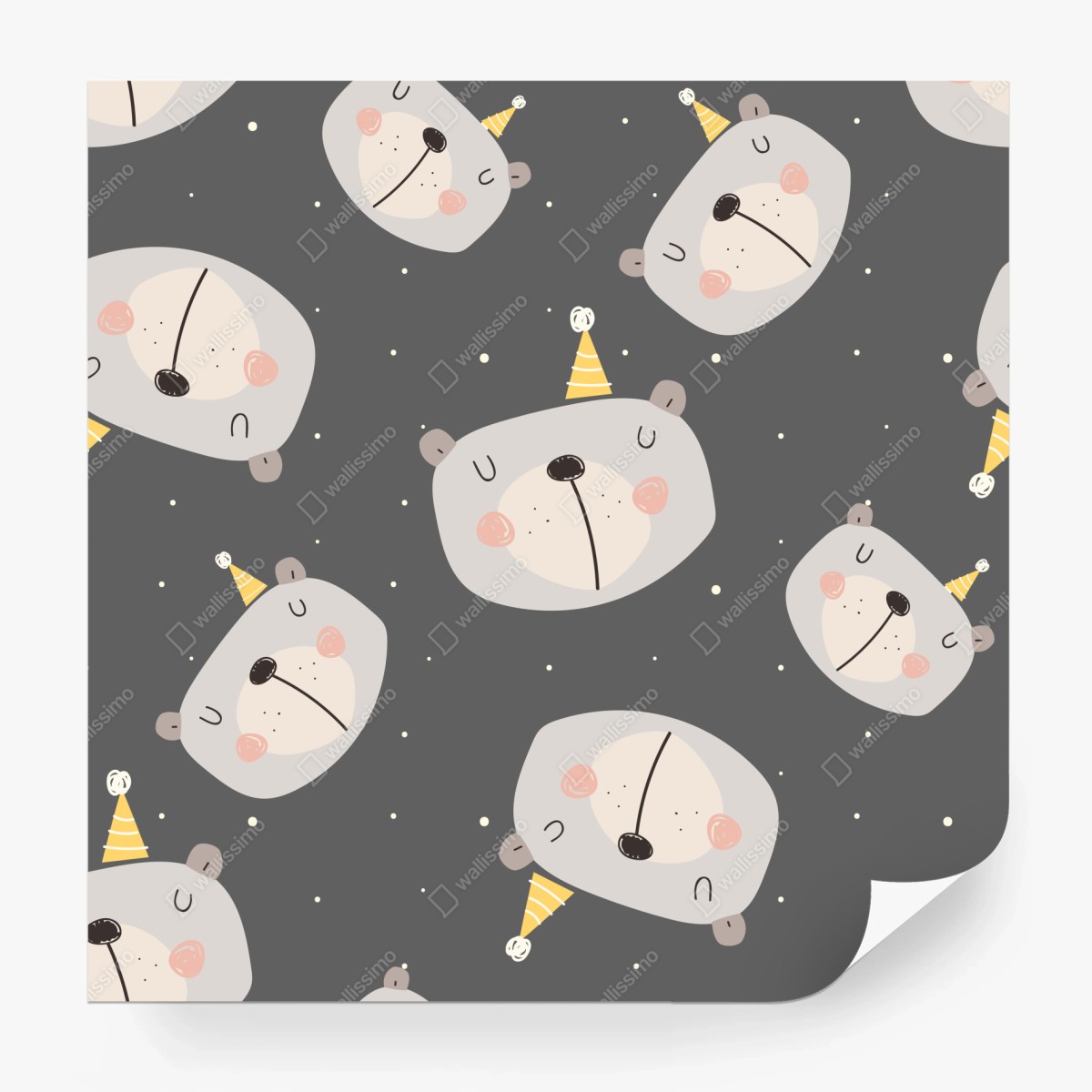 Fototapete pastell schlafende bären muster für kinderzimmer – Wallnifity®