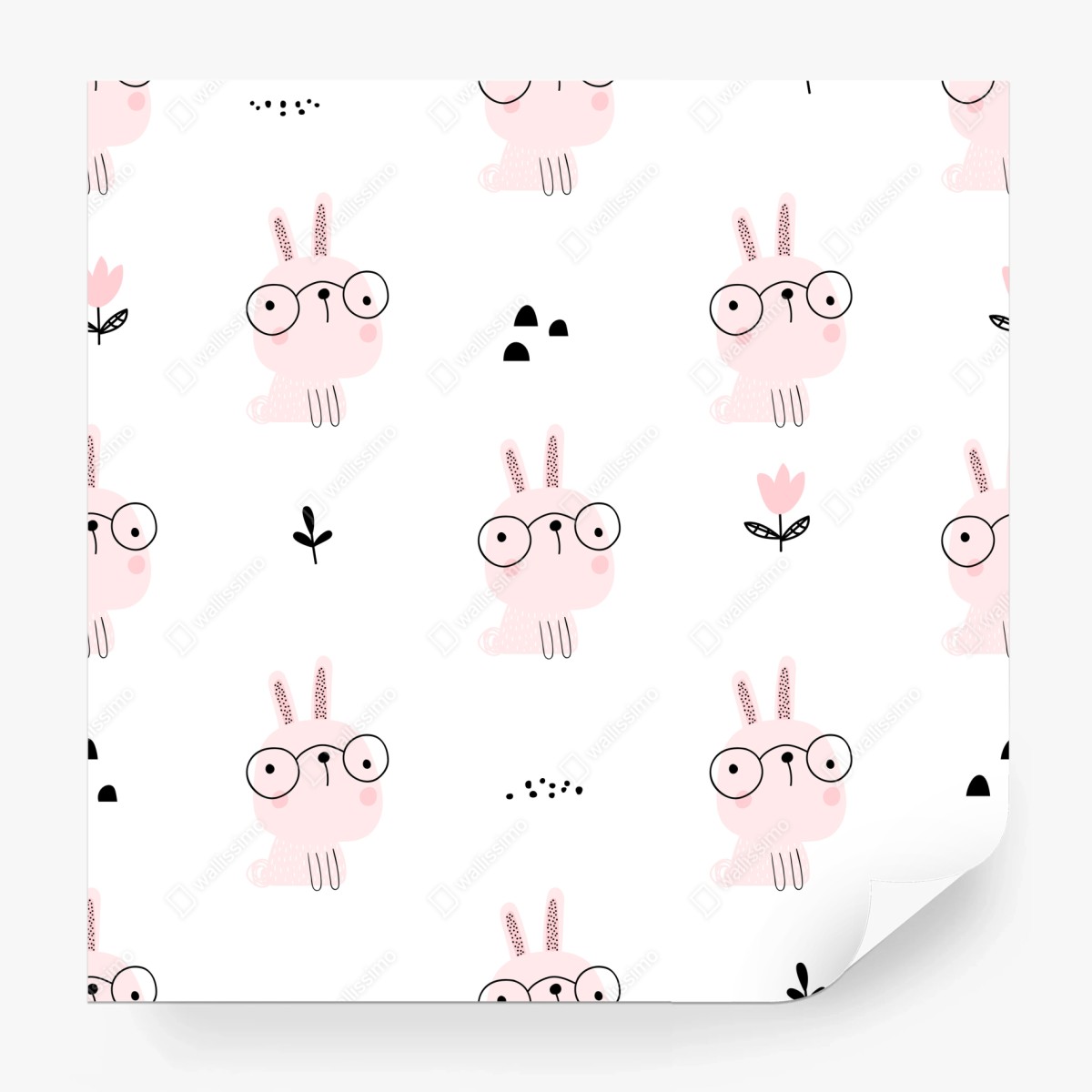 Fototapete verspieltes rosa kaninchenmuster für kinderzimmer – Wallnifity®