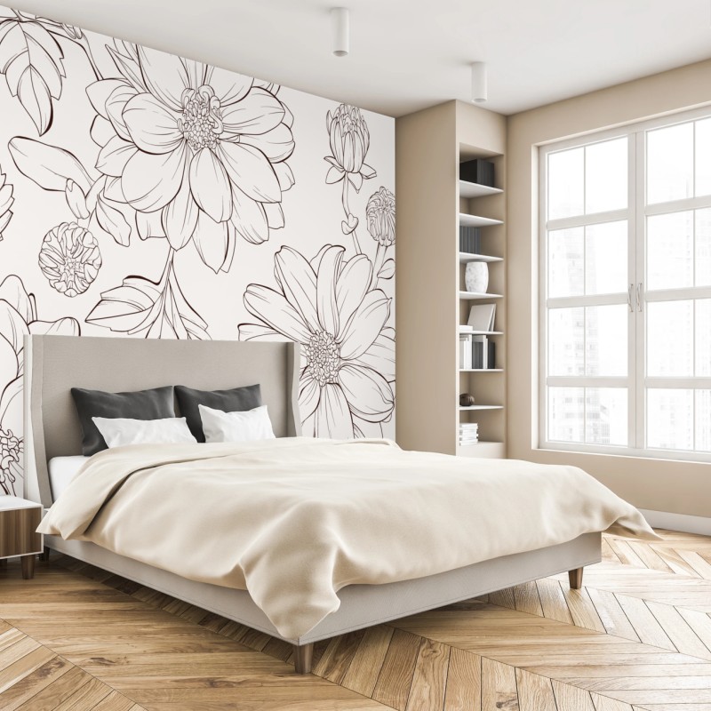 Fototapete zartes botanisches blumenmuster – Wallnifity®