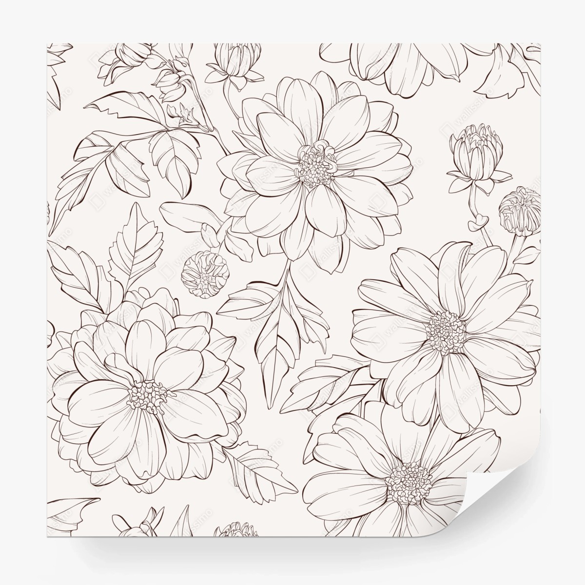 Fototapete zartes botanisches blumenmuster – Wallnifity®